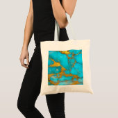 Tote Bag Parties scintillant OR en marbre turquoise - AJOUT (Devant (produit))