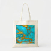 Tote Bag Parties scintillant OR en marbre turquoise - AJOUT (Devant)