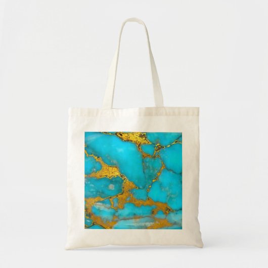 Tote Bag Parties scintillant OR en marbre turquoise - AJOUT (Devant)