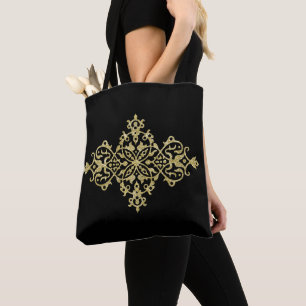 Tote Bag Parties scintillant or et noir