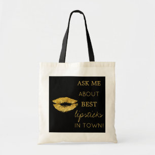Tote Bag Parties scintillant or lèvres imprimer noir me dem