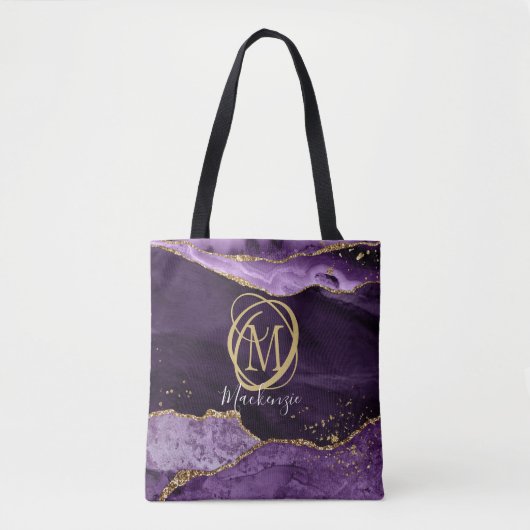 Tote Bag Parties scintillant Or Monogram Purple Agate éléga (Devant)
