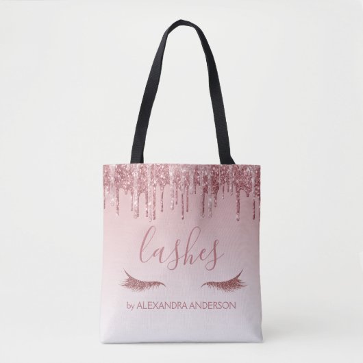 Tote Bag Parties scintillant or rose et extension Eyelash (Devant)
