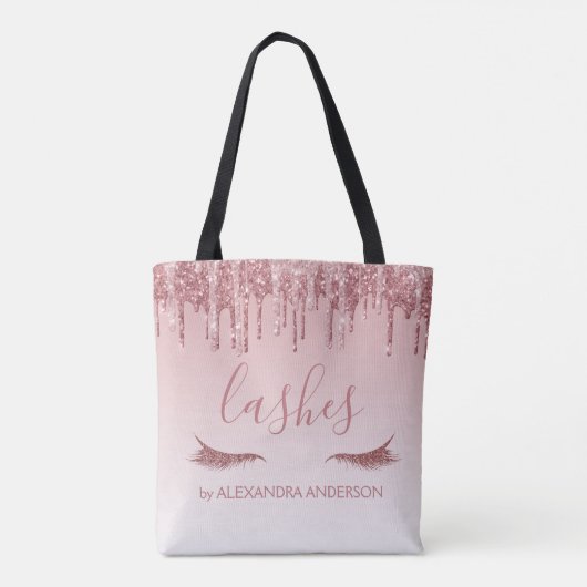 Tote Bag Parties scintillant or rose et extension Eyelash (Dos)