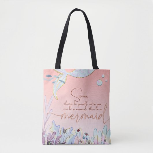 Tote Bag Parties scintillant Pastel personnalisée "Be a Mer (Devant)