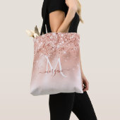 Tote Bag Parties scintillant Peach Rose or Monogramme (De près)