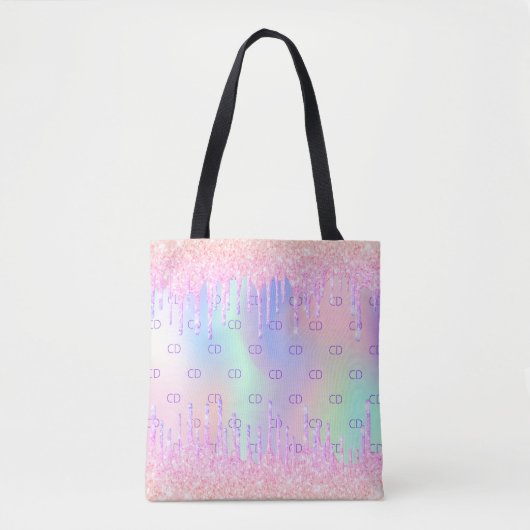 Tote Bag Parties scintillant rose arc-en-ciel hologramme pe (Devant)