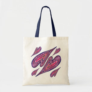 Tote Bag Parties scintillant rose Bleu Coeurs Art CustomTot