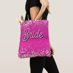Tote Bag Parties scintillant rose chaud Bokeh texte personn