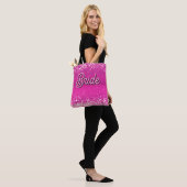 Tote Bag Parties scintillant rose chaud Bokeh texte personn (Sur le modèle)