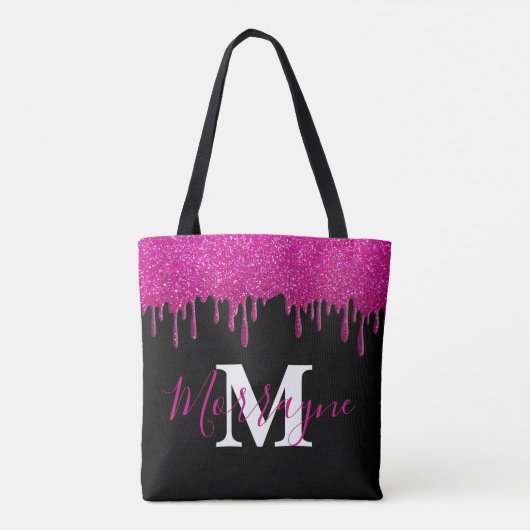 Tote Bag Parties scintillant rose chaud Éclats Monogramme m (Dos)
