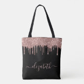 Tote Bag Parties scintillant rose de goutte d'or noir perso (Dos)