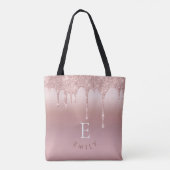 Tote Bag Parties scintillant Rose Gold Nom initial Monogram (Dos)
