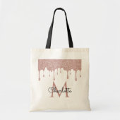 Tote Bag Parties scintillant rose gouttes Monogramme Élégan (Devant)