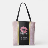 Tote Bag Parties scintillant rose lèvres et Rose Feuille or (Dos)