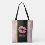 Tote Bag Parties scintillant rose lèvres et Rose Gold Tropi (Dos)