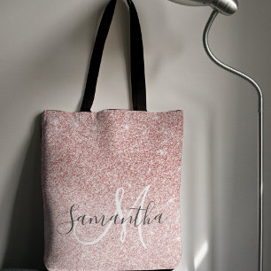 Tote Bag Parties scintillant rose moderne étincelles Nom pe