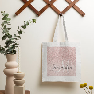 Tote Bag Parties scintillant rose moderne étincelles Nom pe