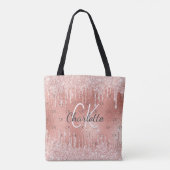 Tote Bag Parties scintillant rose or gouttes rose monogramm (Dos)