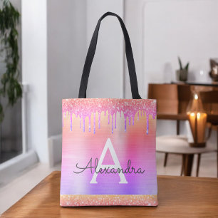 Tote Bag Parties scintillant rose pourpre Éclairé Élégant M