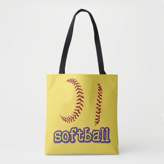 Tote Bag Parties scintillant rouge - Tirets de softball ave (Devant)