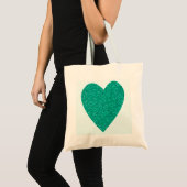 Tote Bag Parties scintillant Sea Green Heart Mariage (Devant (produit))