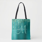 Tote Bag Parties scintillant Turquoise de goutte broyée Mon (Devant)