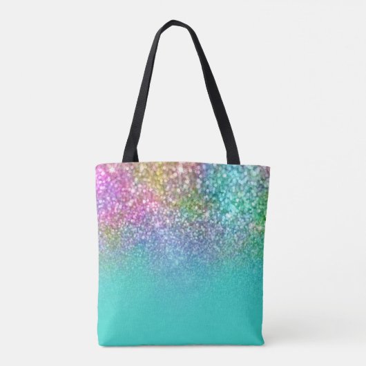 Tote Bag Parties scintillant Turquoise Ombre Mermaid Bokeh (Dos)
