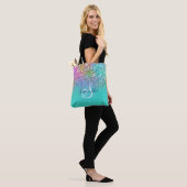 Tote Bag Parties scintillant Turquoise Ombre Mermaid Bokeh (Sur le modèle)