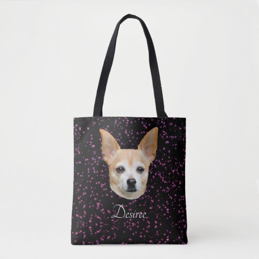 Tote Bag Parties scintillant violette élégante de Chihuahua (Devant)