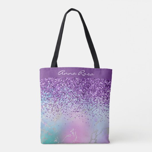 Tote Bag *~* Parties scintillant violette Marbre pastel or (Dos)
