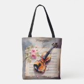 Tote Bag Partition de violon et fleur (Dos)