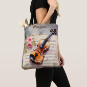 Tote Bag Partition de violon et fleur (De près)