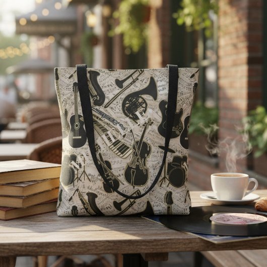 Tote Bag Partitions et instruments Noir/Or ID481