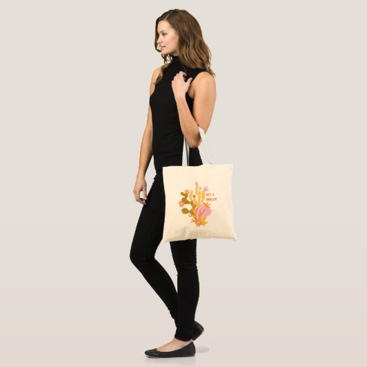 Tote Bag Pas Un Grogger Boho Cactus Drôle Introvertir Citat (Devant (modèle))