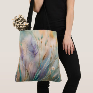 Tote Bag Pastel Abstrait Whispers of Nature, Grasses II