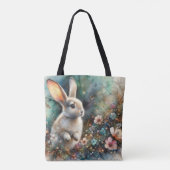 Tote Bag Pastel Aquarelle Florale Lapin Bois Pâques (Dos)