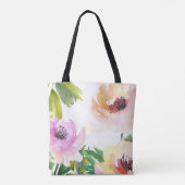 Tote Bag Pastel Aquarelle Rose Floral avec Monogramme (Dos)