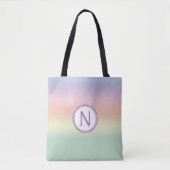 Tote Bag Pastel Arc-en-ciel Couleurs Monogramme (Devant)