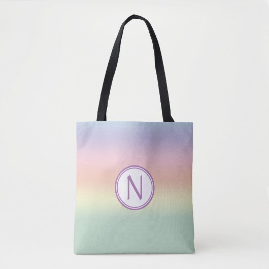 Tote Bag Pastel Arc-en-ciel Couleurs Monogramme (Devant)