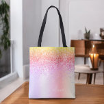 Tote Bag Pastel Arc-en-ciel rose or violet Parties scintill<br><div class="desc">Rainbow Pastel Faux Parties scintillant étincelante et décapante Métallique Acier Inoxydable Huile Élégante Monogramme Sac. Ce sac de livre peut être customisé pour inclure votre nom initial et prénom et donné comme cadeau pour Noël,  Sweet 16 Anniversaire,  Fête des mariées ou Mariage.</div>