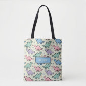 Tote Bag Pastel Arcade Dinosaur Pixel Silhouettes Motif (Devant)