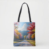 Tote Bag Pastel Autumn Country Road Watercolor (Devant)