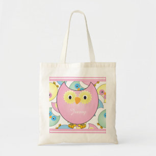 Tote Bag Pastel Baby Owl Nursery Thème en rose