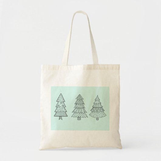 Tote Bag pastel bleu glacé élégant sapins de Noël (Devant)