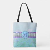 Tote Bag Pastel Blue Floral Monogramme (Dos)