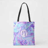 Tote Bag Pastel Blue & Purple Marble Texture liquide (Devant)