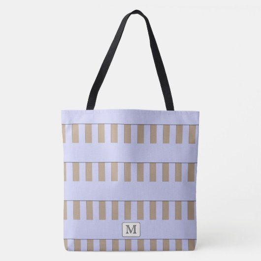Tote Bag Pastel Blue Stripes sur n'importe quel monogramme  (Devant)