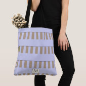 Tote Bag Pastel Blue Stripes sur n'importe quel monogramme (De près)