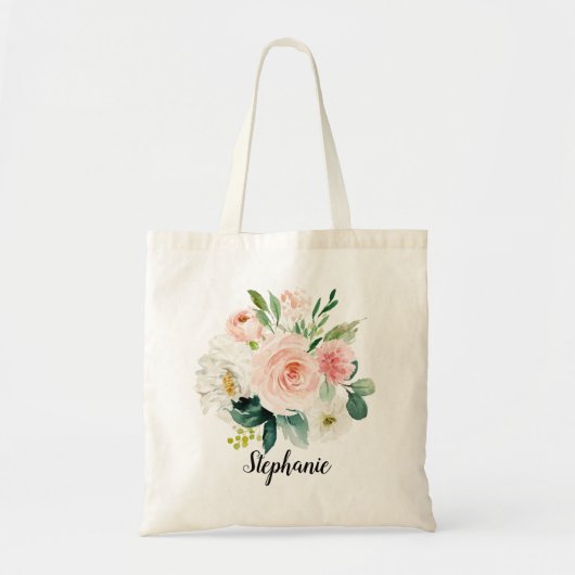 Tote Bag Pastel Blush Joli Mariage floral rose (Devant)